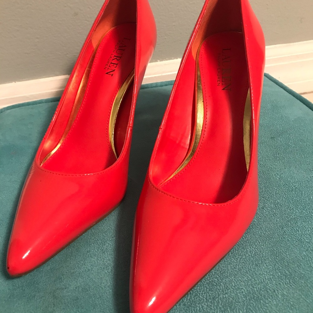 Ralph Lauren red Patton leather stilettos NWOT